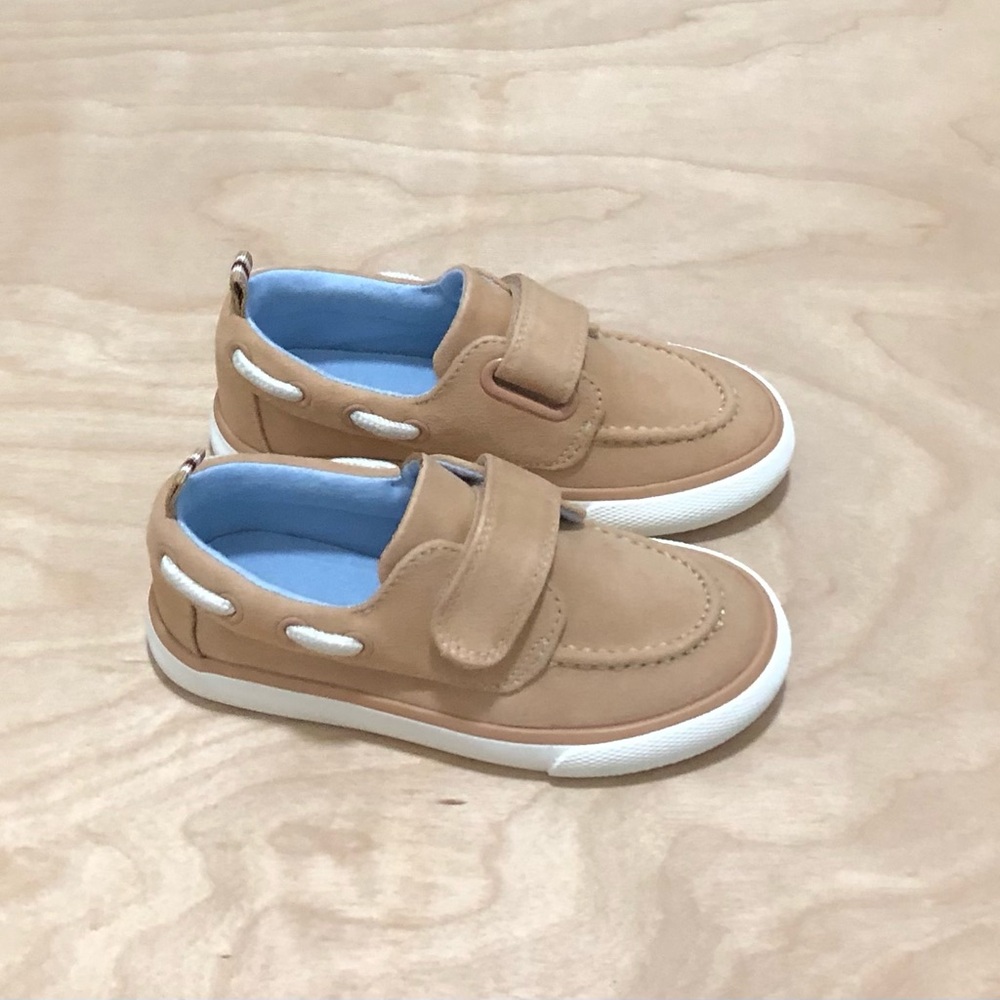 Cat & Jack Tan Dress Shoes With Velcro Strap Front Kids Boy Size 9.
